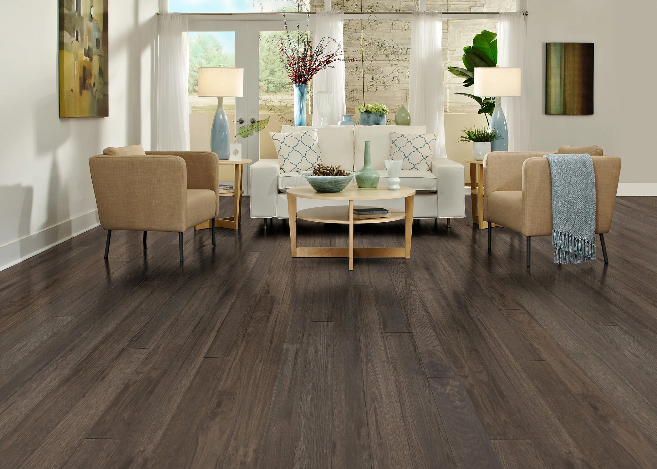3/8 in. Tawny Brown Prefinished Engineered Hardwood Wall Plank 5 in. Wide