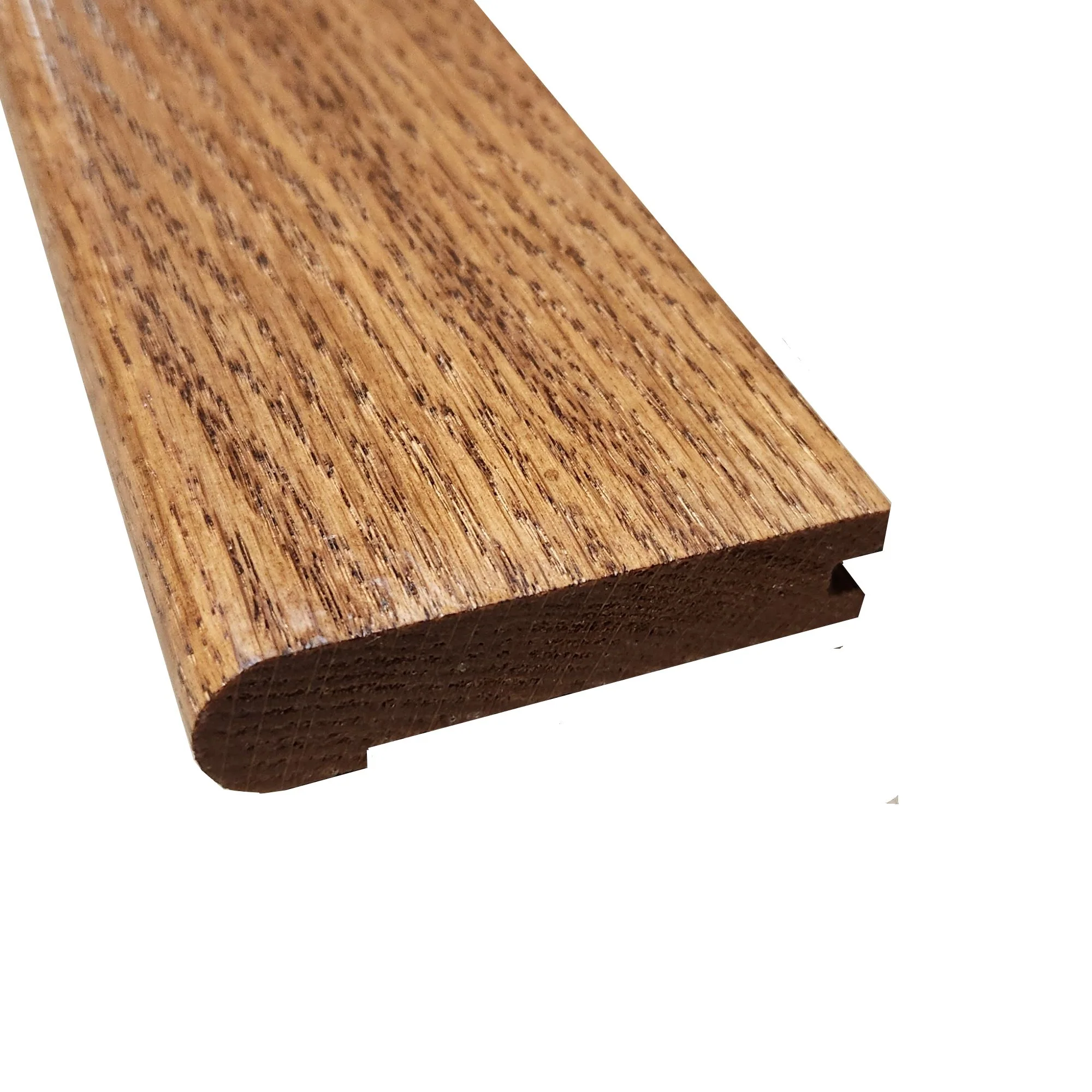 Prefinished English Brown Oak Hardwood 3/4 in. Thick x 3.125 in. Wide x 78 in. Length Stair Nose
