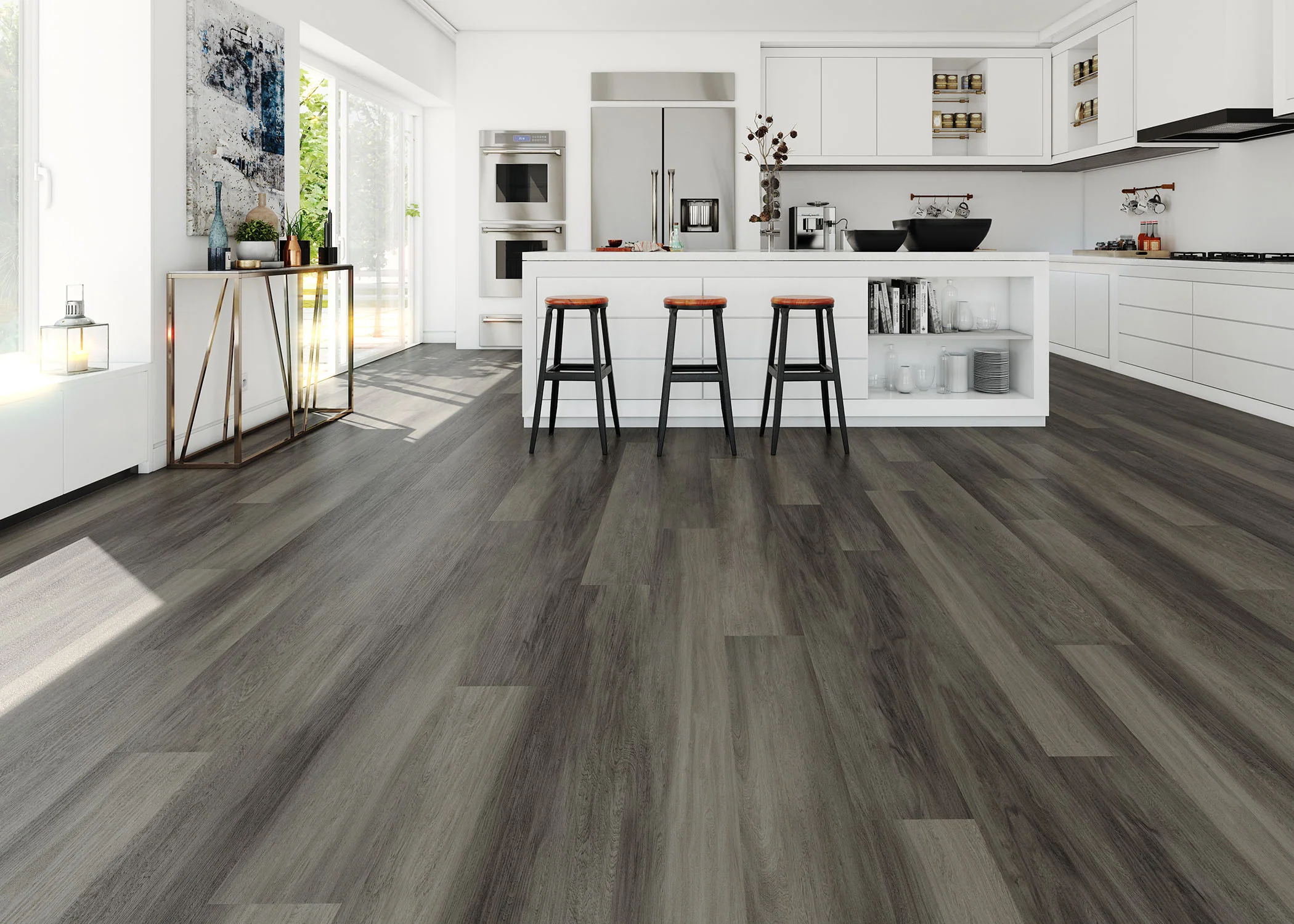 6mm w/pad Stormy Glen Oak Waterproof Rigid Vinyl Plank Flooring 7.56 in. Wide x 60 in. Long
