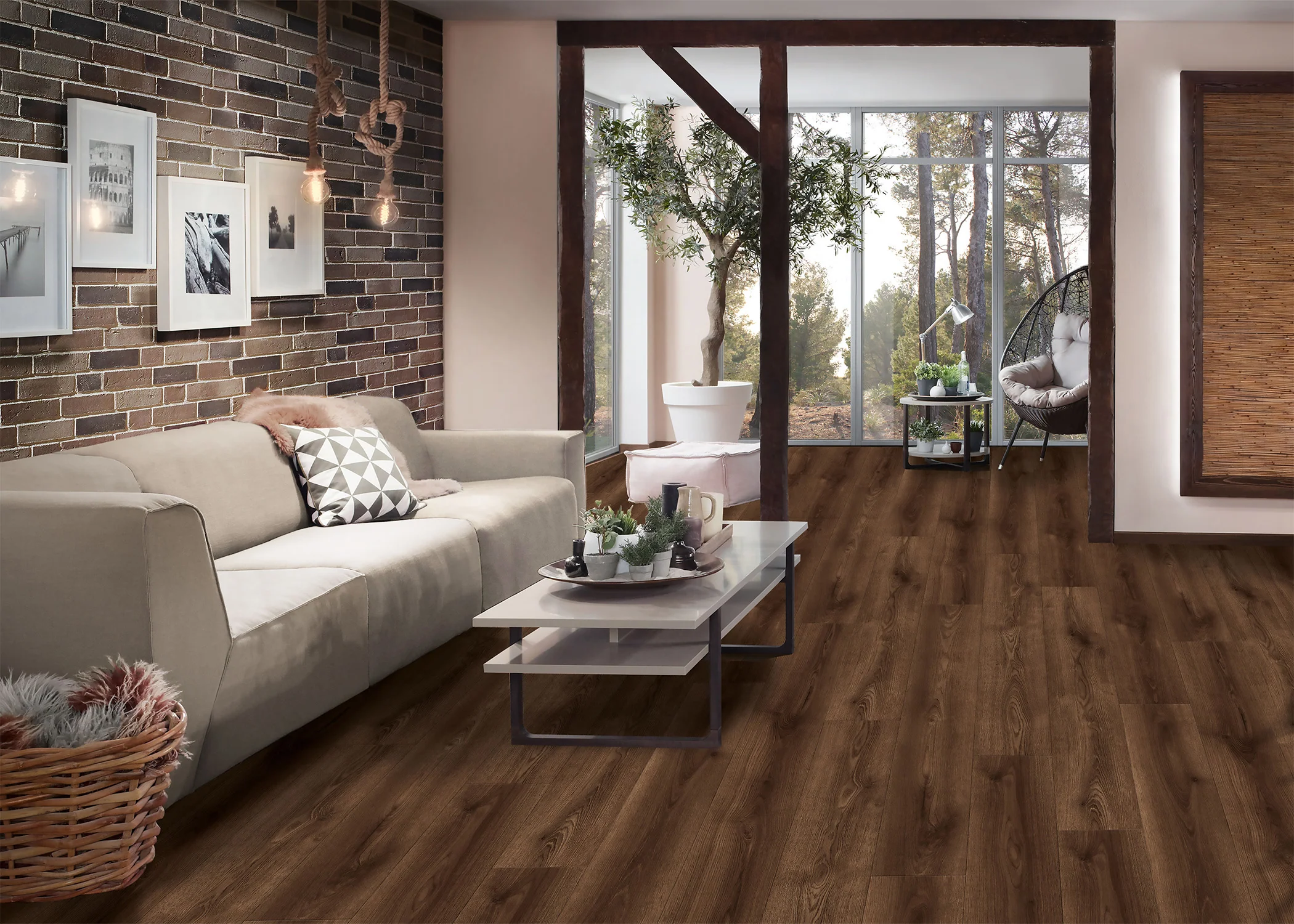 10mm Barnwood Oak w/Pad Water-Resistant Laminate Flooring 8.03 in. Wide x 47.64 in. Long