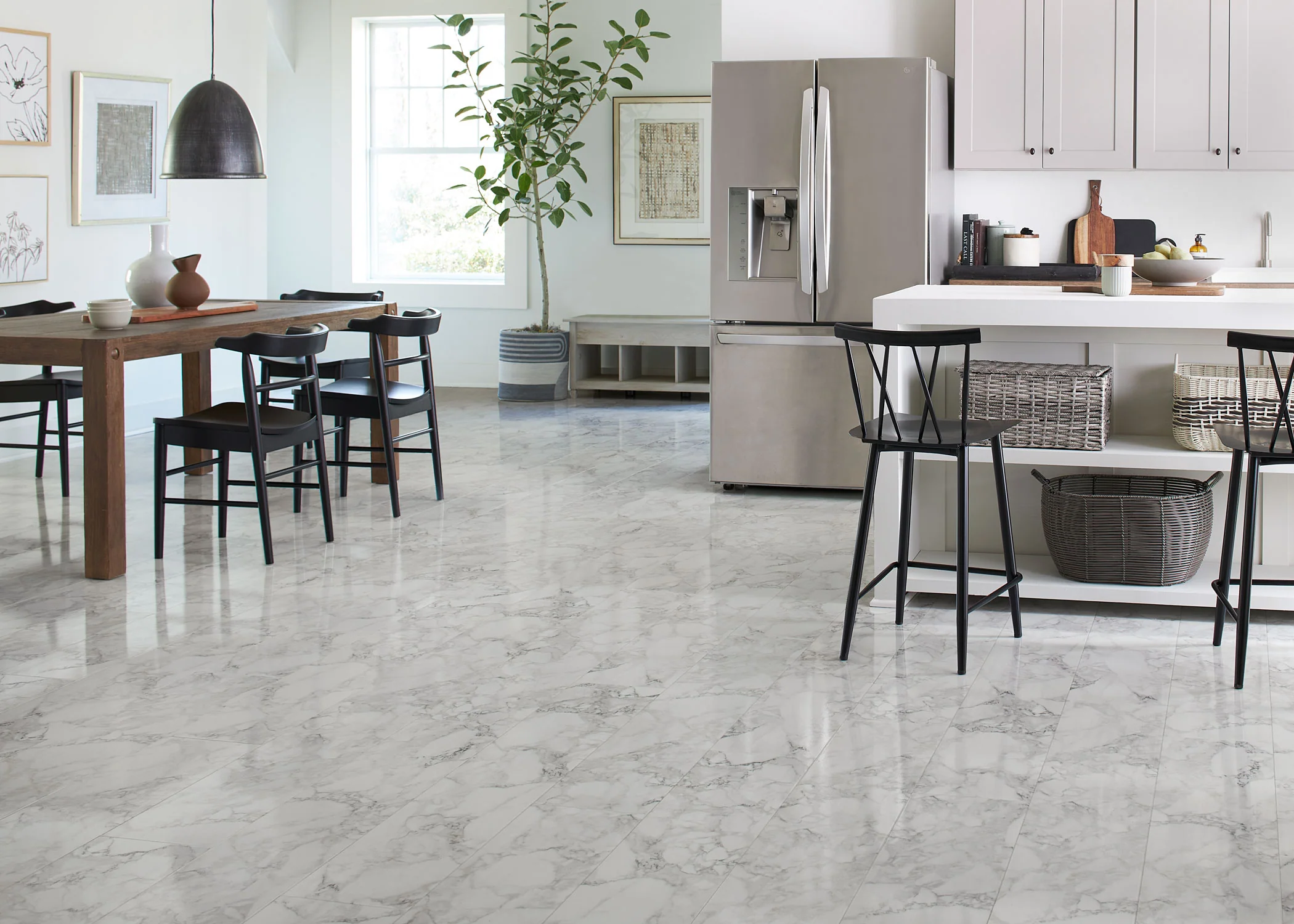 10mm Trevi Fountain Marble High Gloss Water-Resistant Laminate Flooring 9.6 in. Width x 54.4 in. Length
