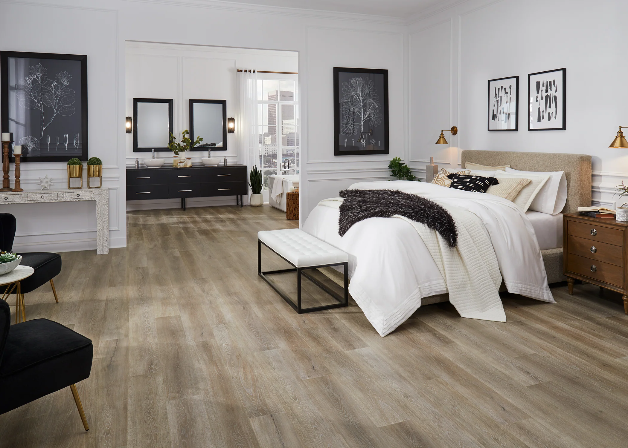 9mm w/pad Chapel Bridge Oak Water-Resistant Hybrid Resilient Flooring 7.56 in. Wide x 50.63 in. Long
