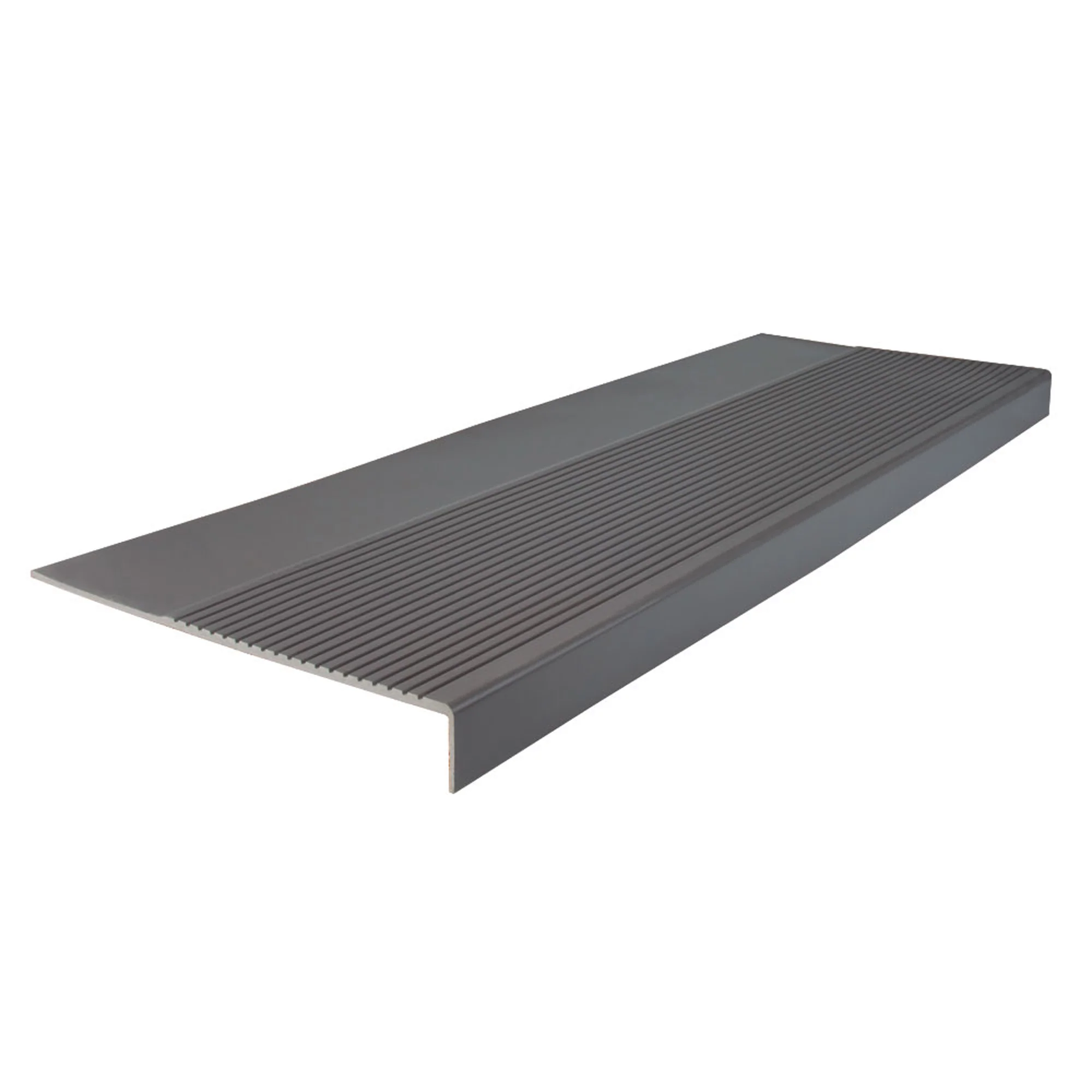 Rubber Light Duty Rib Design Stair Tread Square Nose 12.63" x 48" Charcoal
