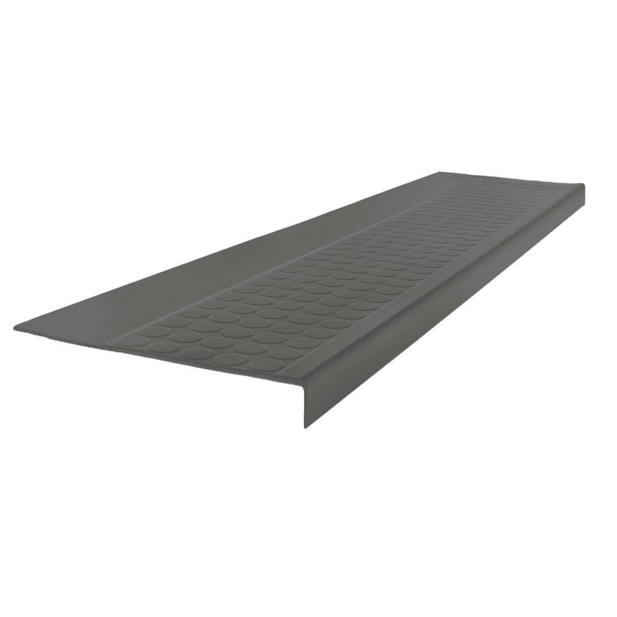 Rubber Low Profile Raised Circular Stair Tread Square Nose 12.25"x 48" Charcoal