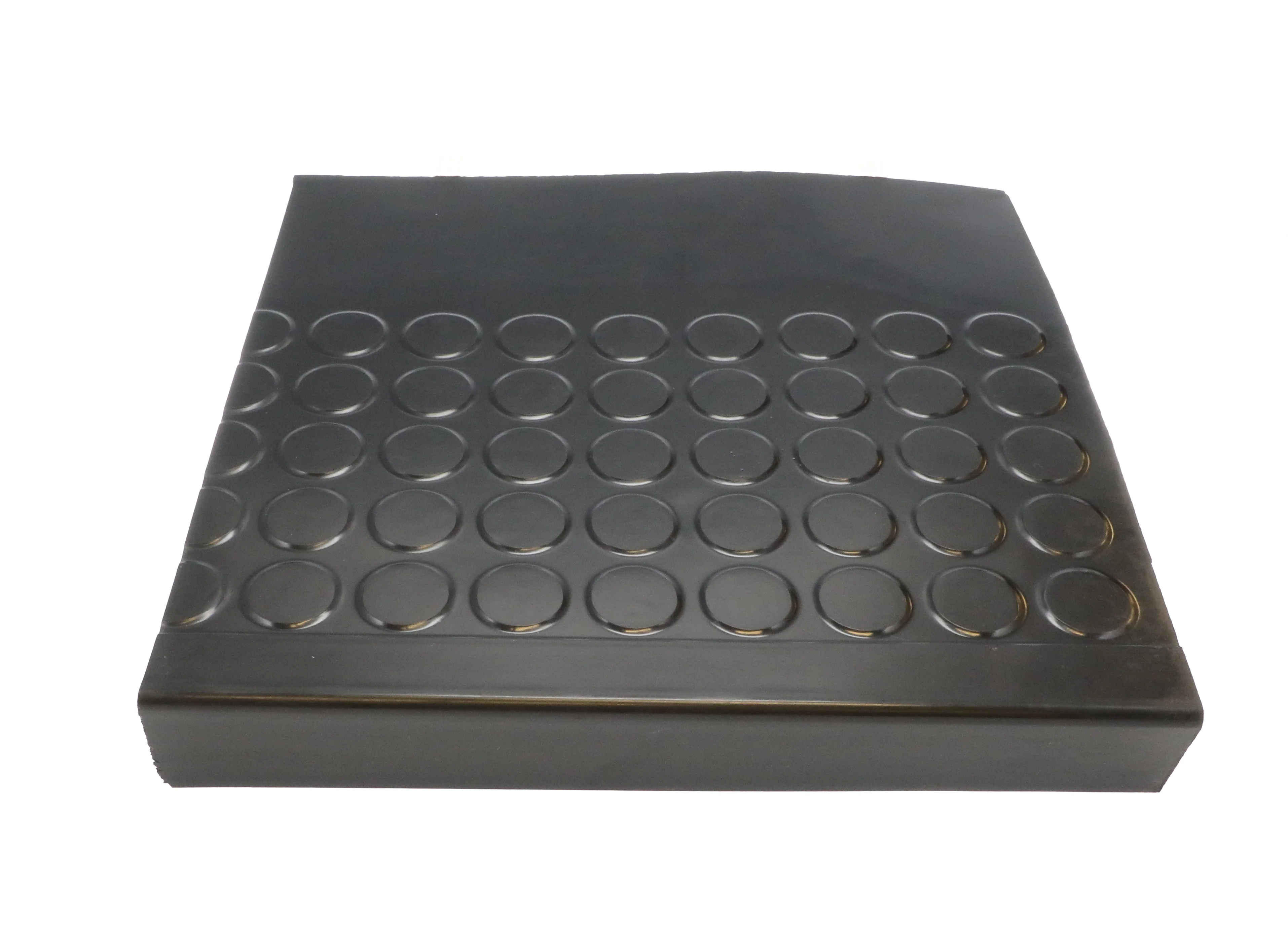 Rubber Raised Circular Stair Tread Square Nose 12.63" x 48" Black