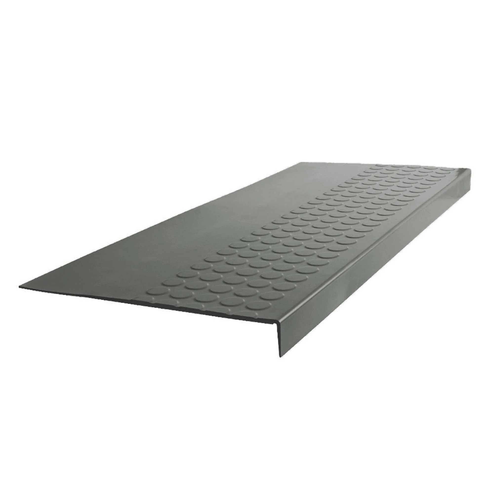 Rubber Raised Circular Stair Tread Square Nose 12.63" x 48" Charcoal