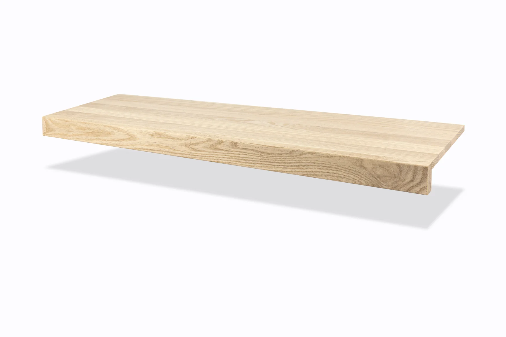 Unfinished Modern Square Nose White Oak 5/8 in. T x 11.5 in. W x 48 in. L Retrofit Stair Tread