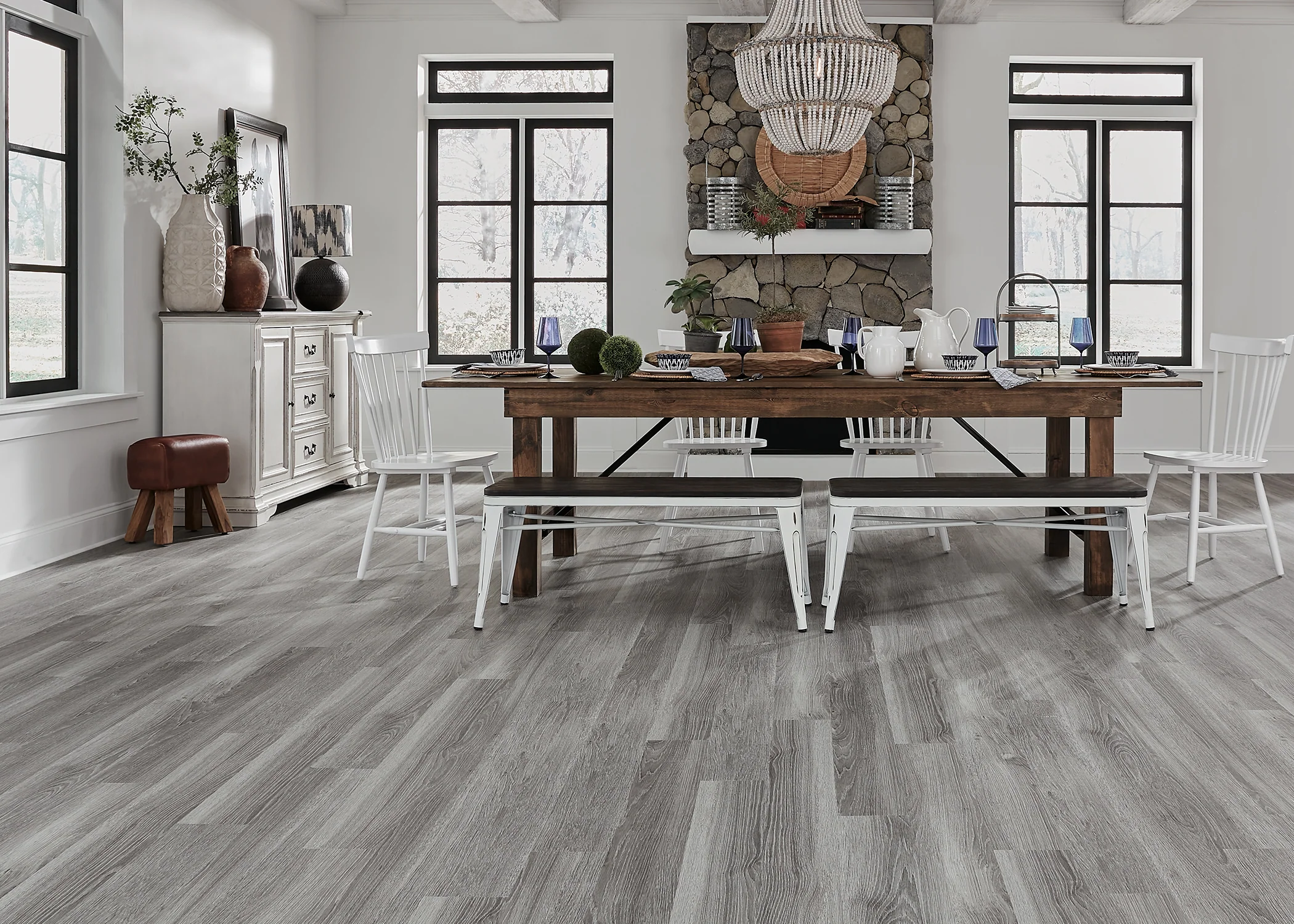 5mm w/pad Table Rock Oak Waterproof Rigid Vinyl Plank Flooring 5.75 in. Wide x 48 in. Long