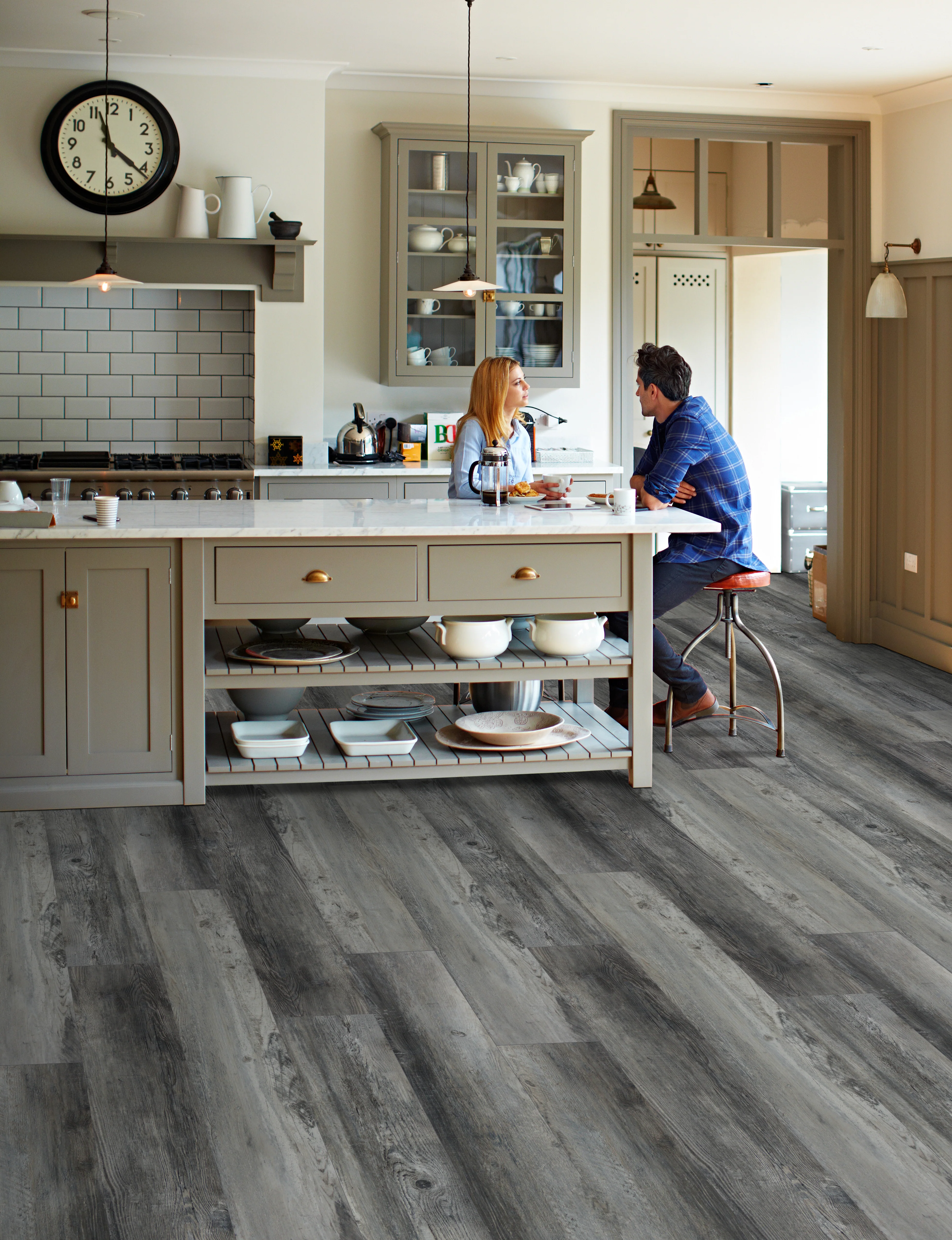 8mm w/pad Highgate Gray Waterproof WPC Vinyl Plank Flooring 9 in. Wide x 60 in. Long