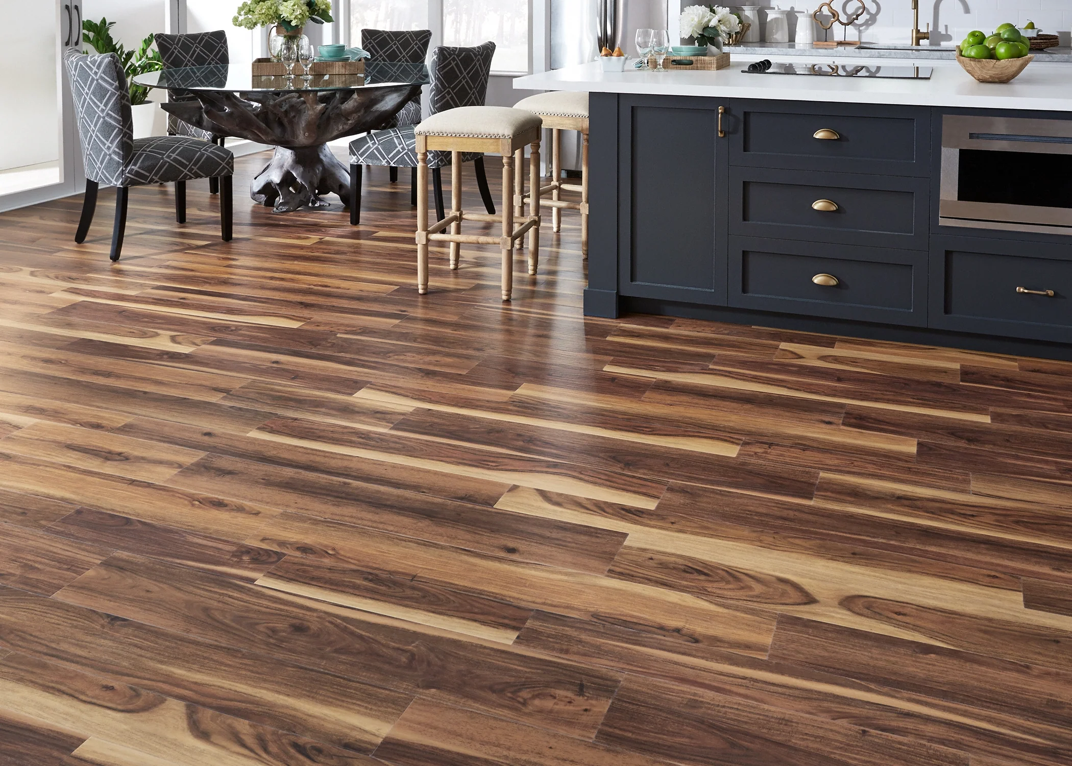 8mm x 5", 6", 7" Tobacco Road Acacia Waterproof Rigid Vinyl Plank Flooring Multi-Width and Length