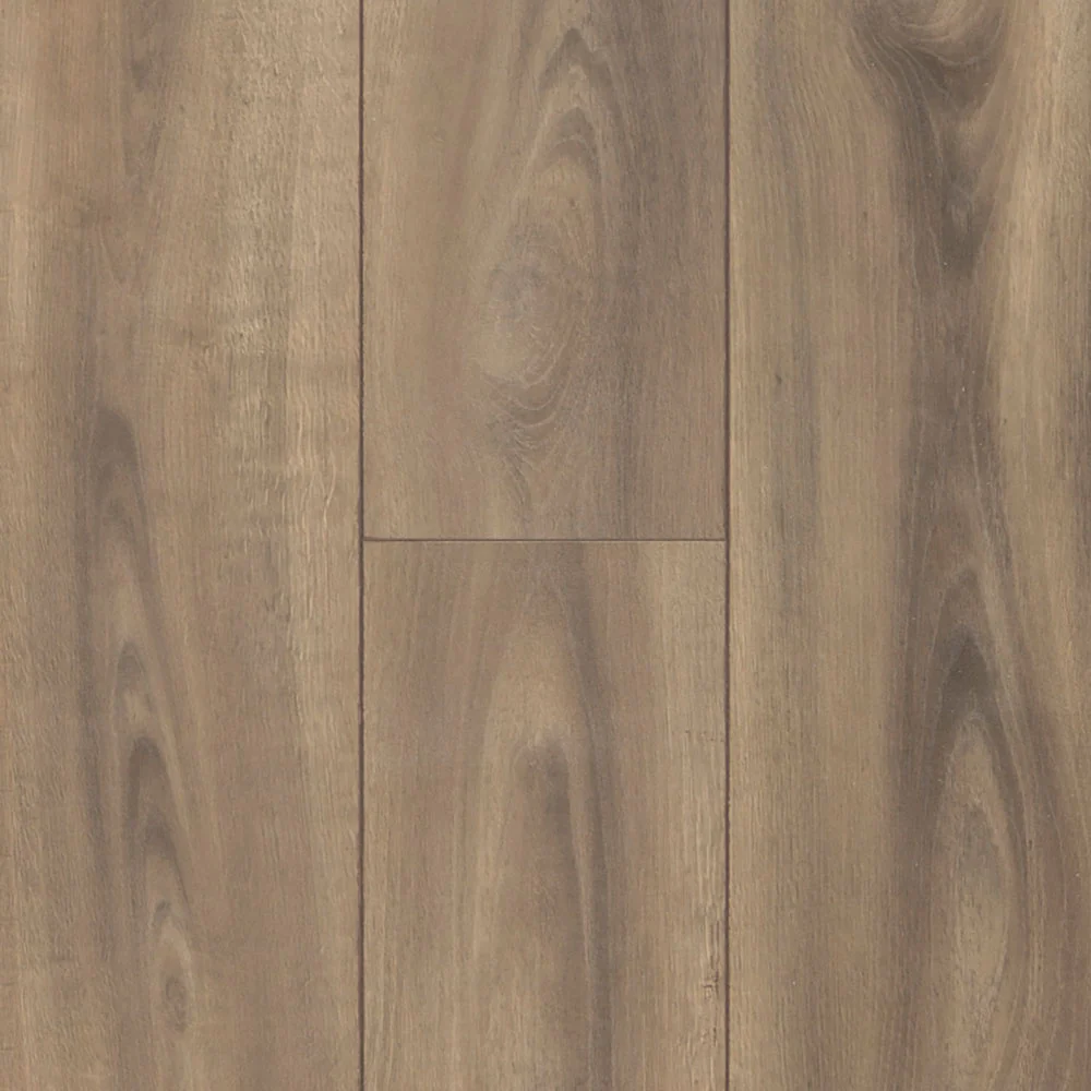 12mm Almond Crate Oak w/pad Water-Resistant Laminate Flooring 7.48 in. Width x 50.6 in. Length