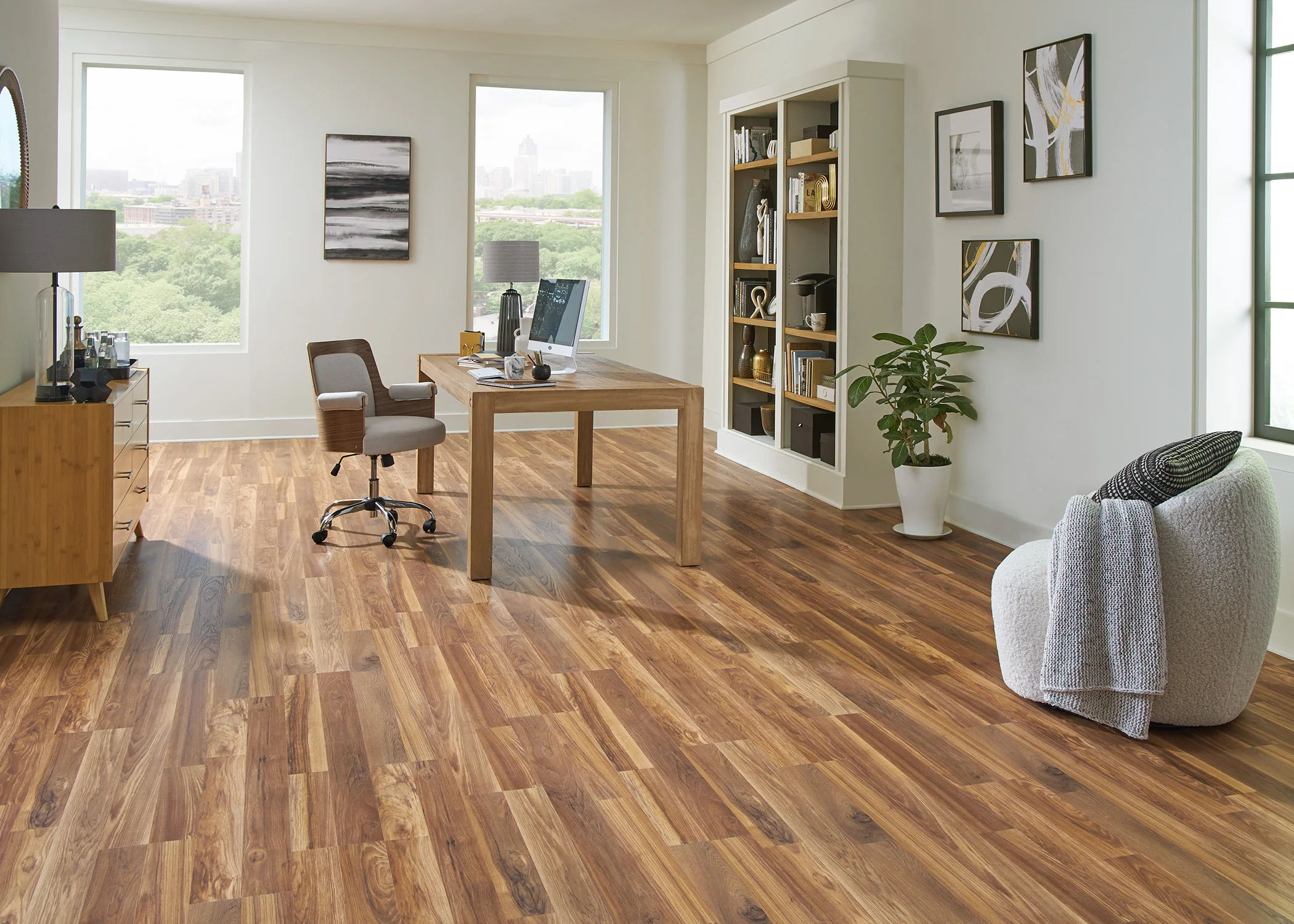 8mm Fairfield County Hickory w/ pad Laminate Flooring 8 in. Wide x 48 in. Long