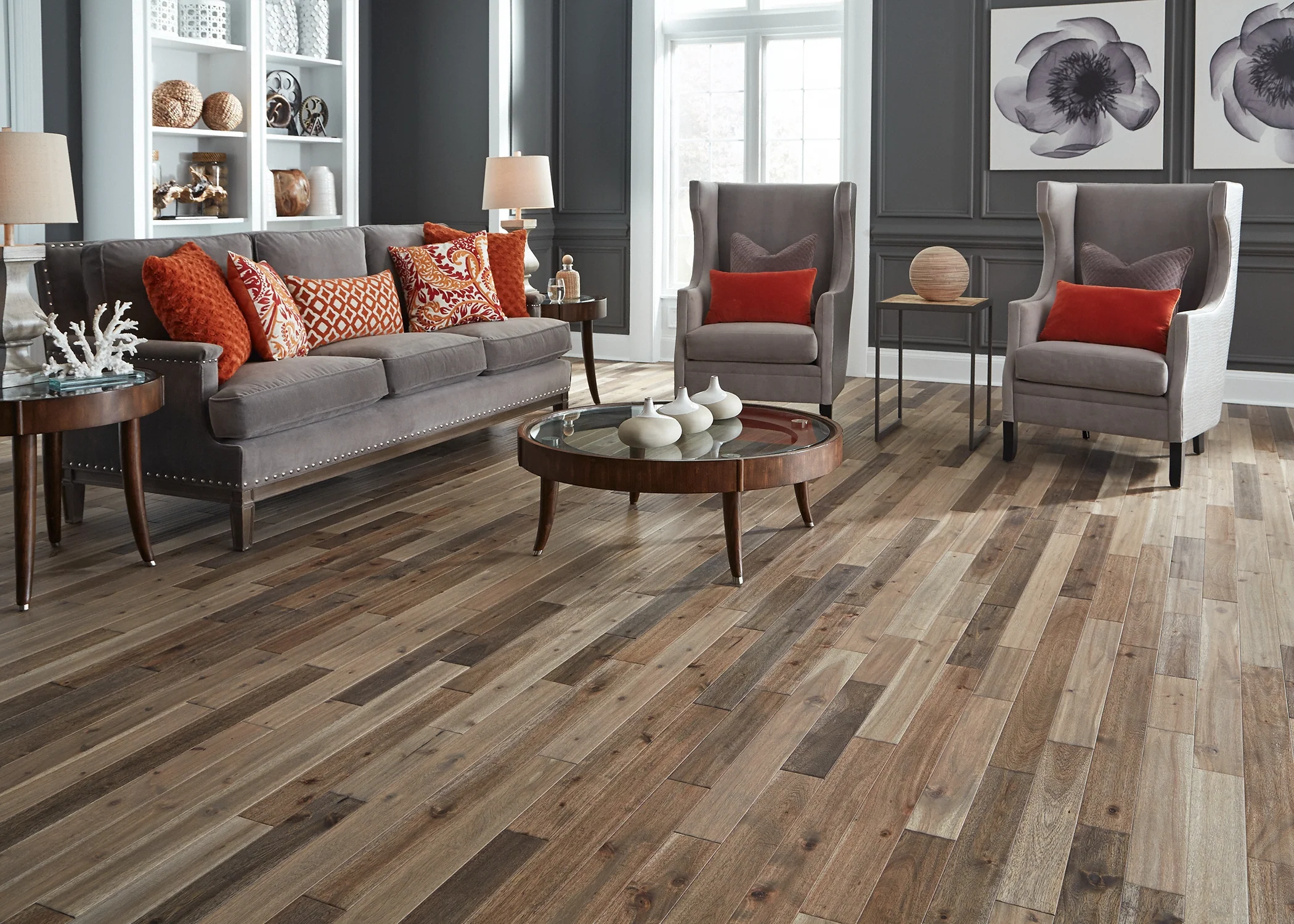 3/4 in. Bar Harbor Acacia Distressed Prefinished Solid Hardwood Flooring 3.5 in. Wide