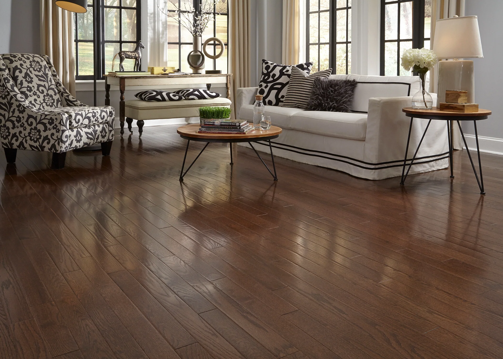 3/4 in. Mocha Oak Prefinished Solid Hardwood Flooring 3.25 in. Wide