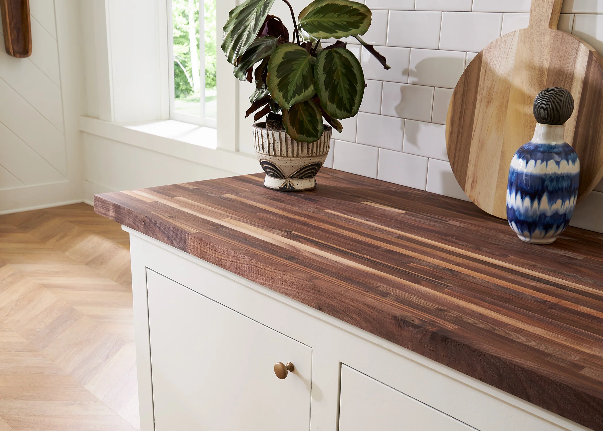 Unf. Signature American Walnut 12 ft. L x 25 in. W x 1-1/2 in. Thick Solid Butcher Block Countertop