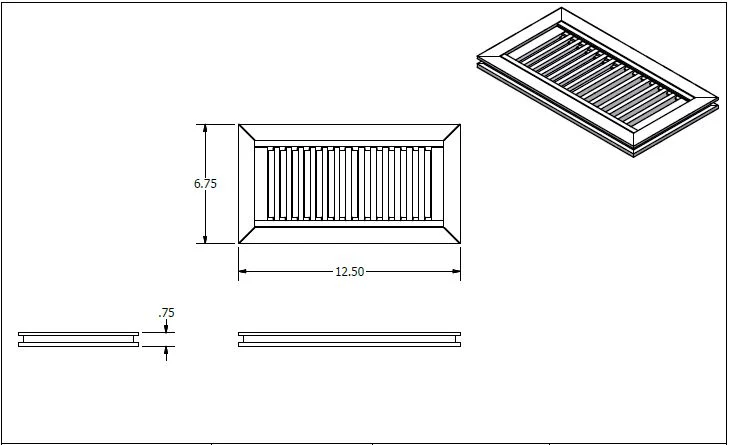 4" x 10" Unfinished White Oak Flush Grill