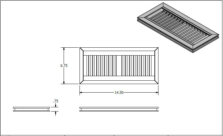 4" x 12" Unfinished White Oak Flush Grill