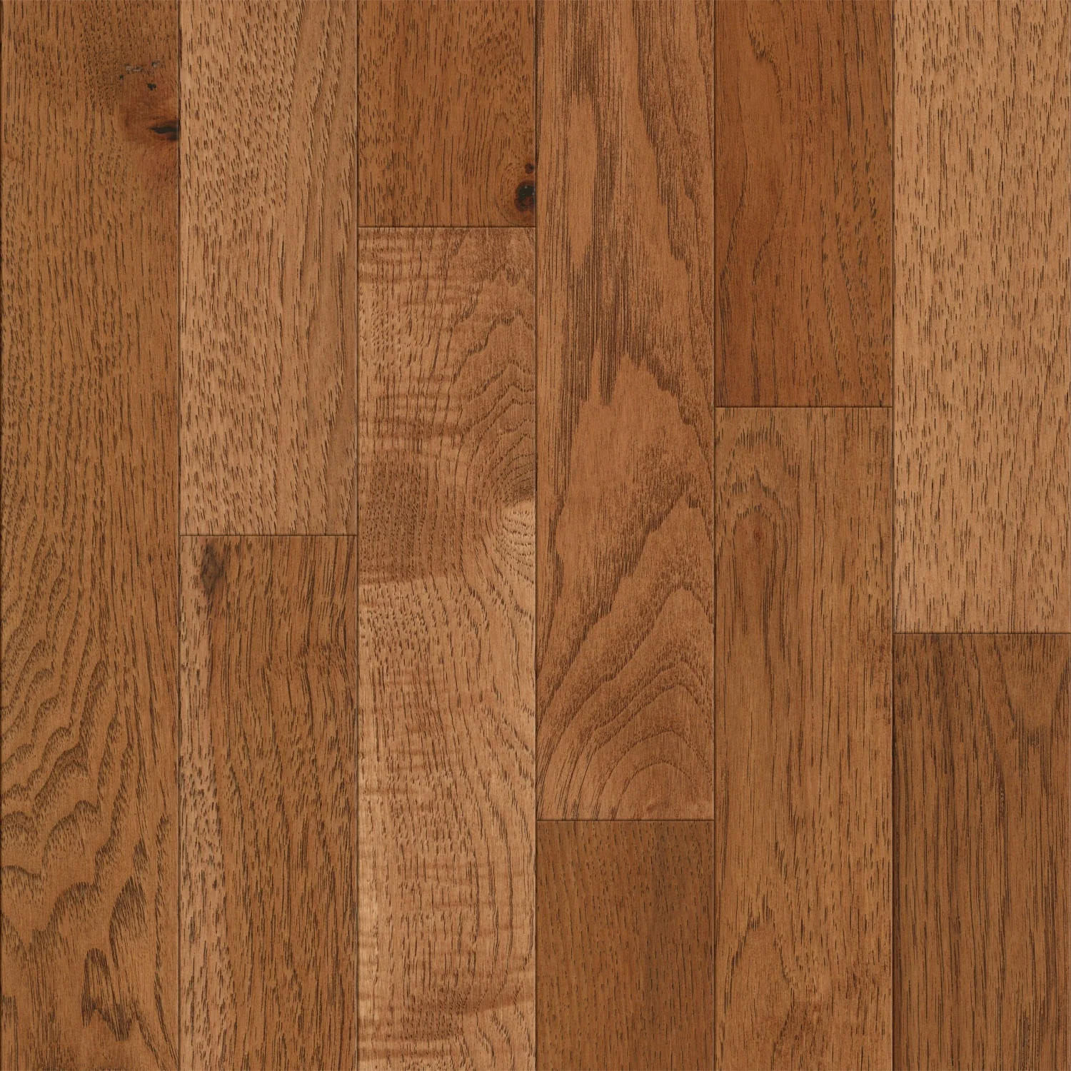3/4 in. Hickory Saddle Prefinished Solid Hardwood Flooring 3 in. Wide