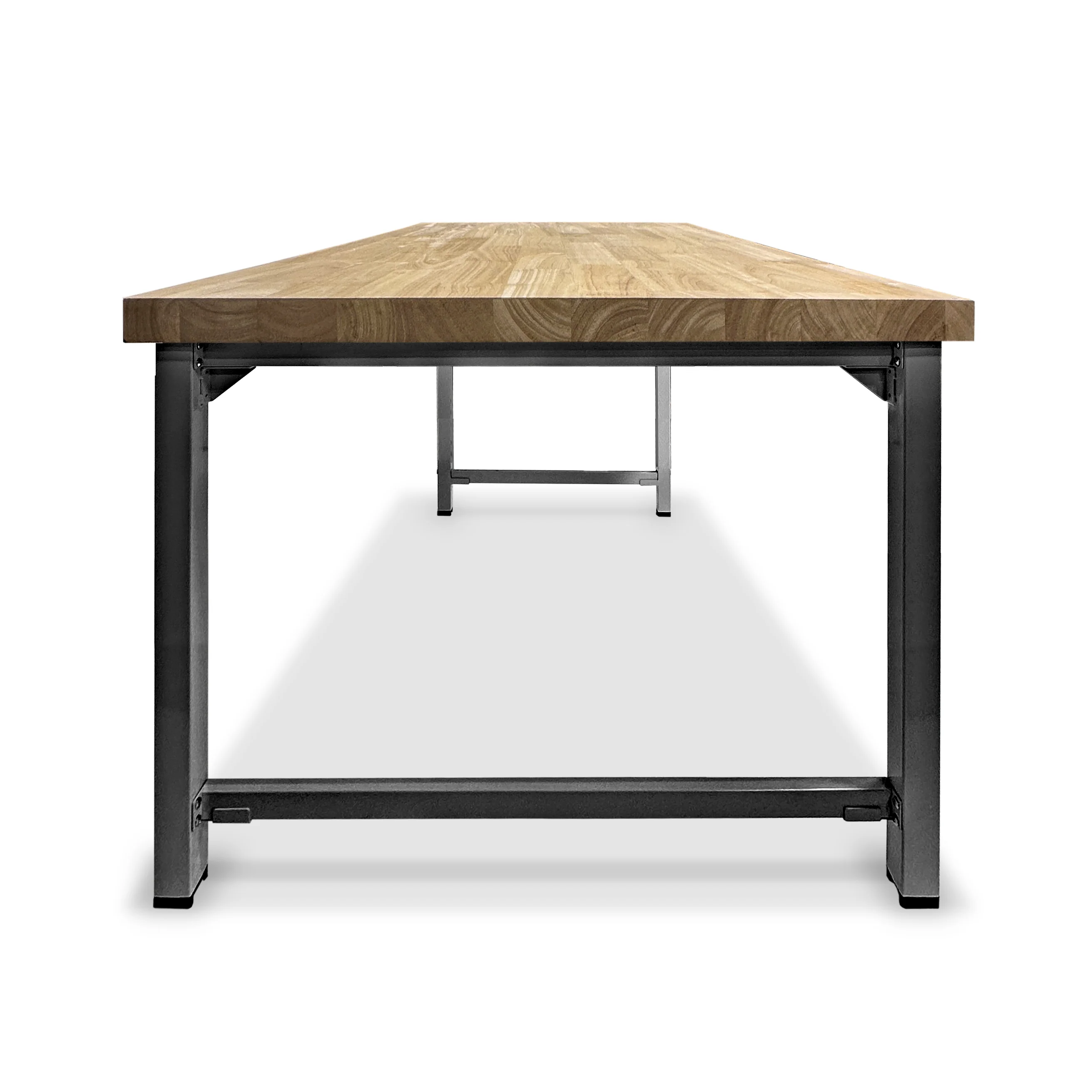 Hevea Unfinished Solid Wood Desktop with Black Metal Frame Legs Combo