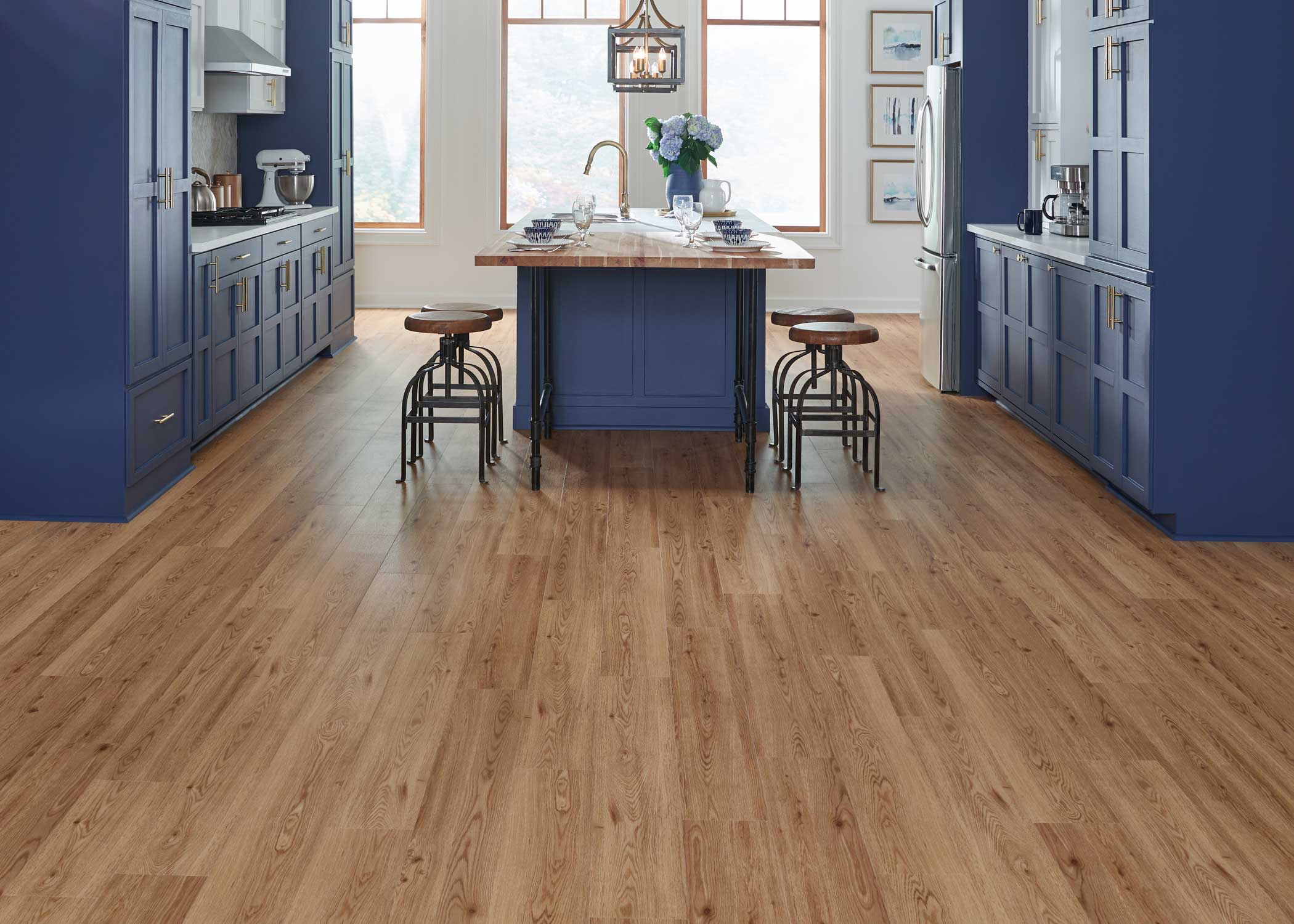 7mm w/pad Honey Mead Oak Waterproof Rigid Vinyl Plank Flooring 7 in. Wide x 48 in. Long