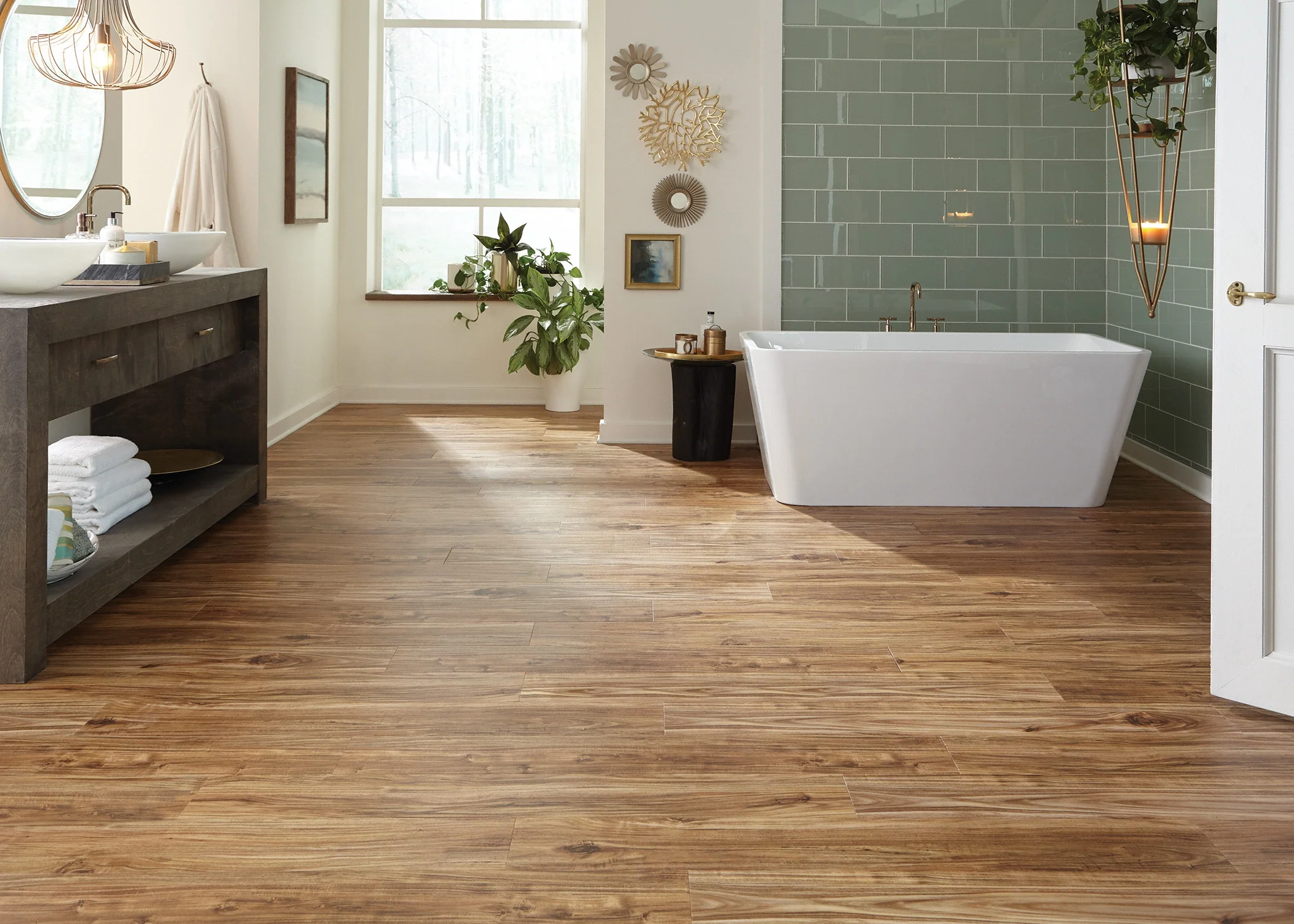 5mm Golden Acacia Waterproof Luxury Vinyl Plank Flooring 7 in. Wide x 48 in. Long