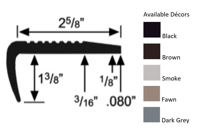 Commercial Rubber #3 Stair Nosing 2-5/8 in. x 9 ft. - Dark Gray